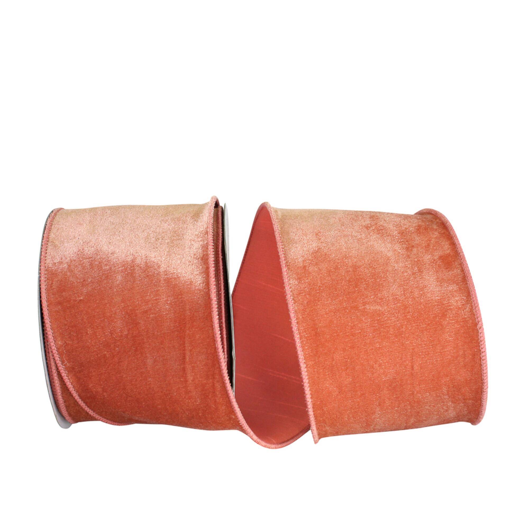 JAM Paper 4" x 10yd. Peach Dupioni Backed Wired Plush Velvet Ribbon